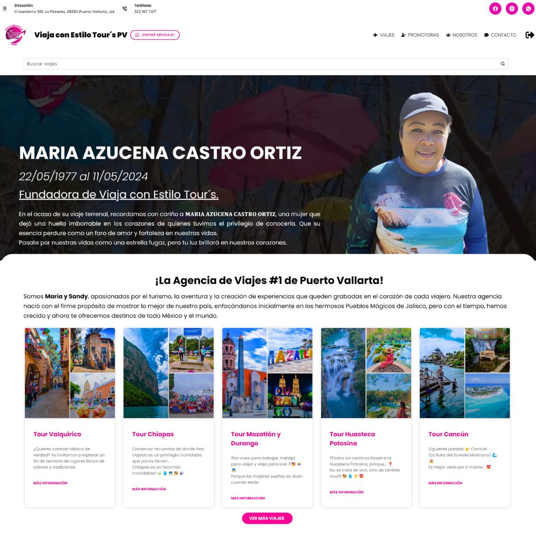 Sitio web Viaja con Estilo Tours PV